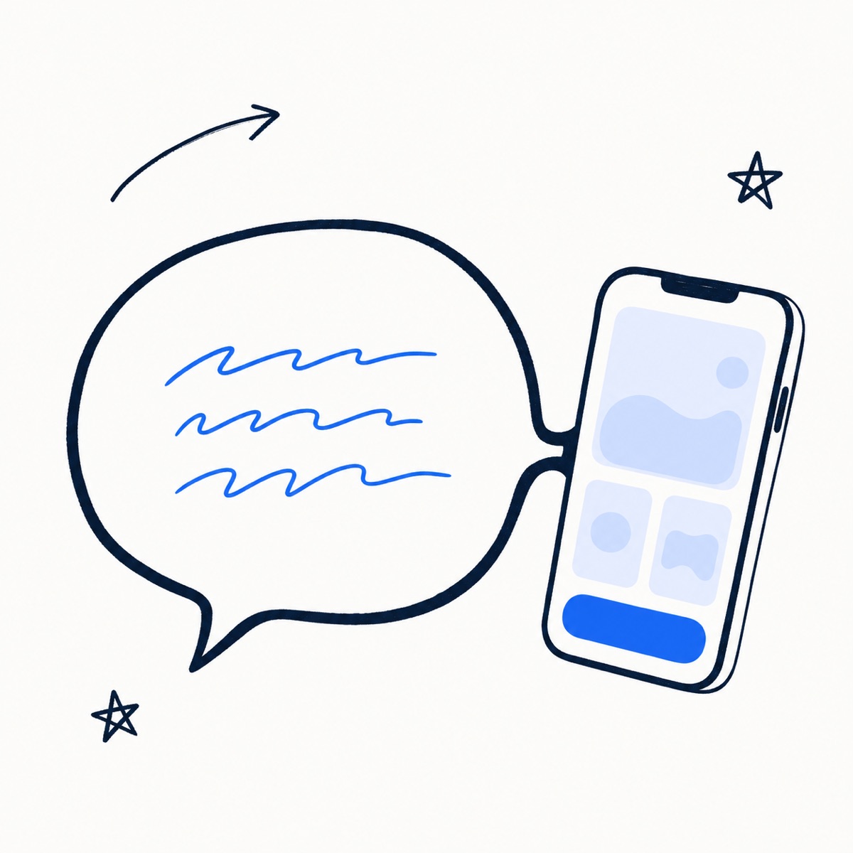 A speech bubble becoming a mobile app